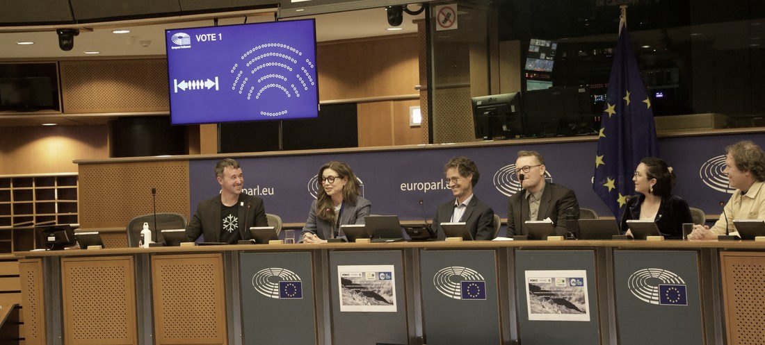 Jonas Schneider on a panel at the European Parliament