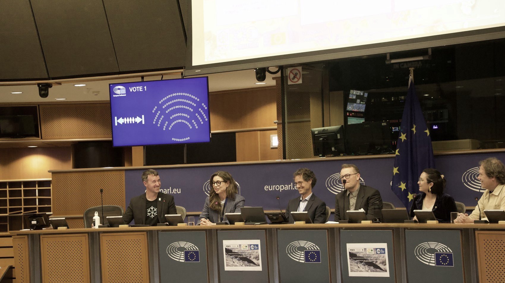 Jonas Schneider on a panel at the European Parliament